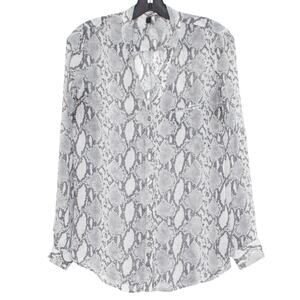 Kut From The Kloth Top Western Boho Glam Biker Button Up Snake Print Sheer Small